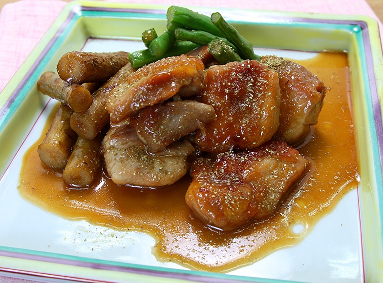 鶏肉とごぼうの山椒焼きの完成後写真
